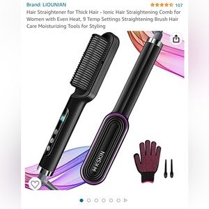 Ionic Hair Straightening Comb for Thick Hair with Even Heat Hair Tool